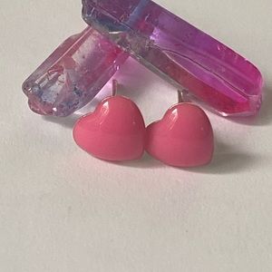 🎈Sale 🎈2 for $10 NWOT Barbie pink dainty heart post earrings fun cute party